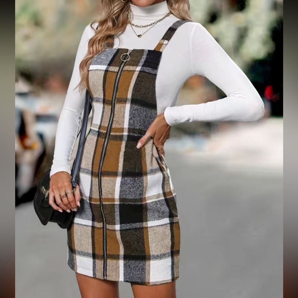 Plaid Quarter Zip Dress size Medium
